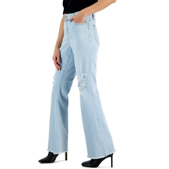 I.N.C. International Concepts Women's Mid-Rise Destructed Flare-Leg Jeans NWT - Picture 3 of 9